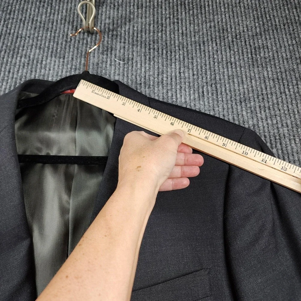 Hart Schaffner Marx Blazer Mens 46L Gray Wool Two Button USA‎ Union Made